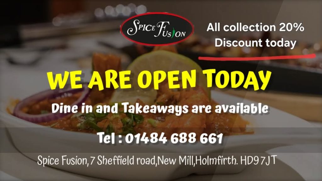 We are open today, Holmfirth restaurant near me